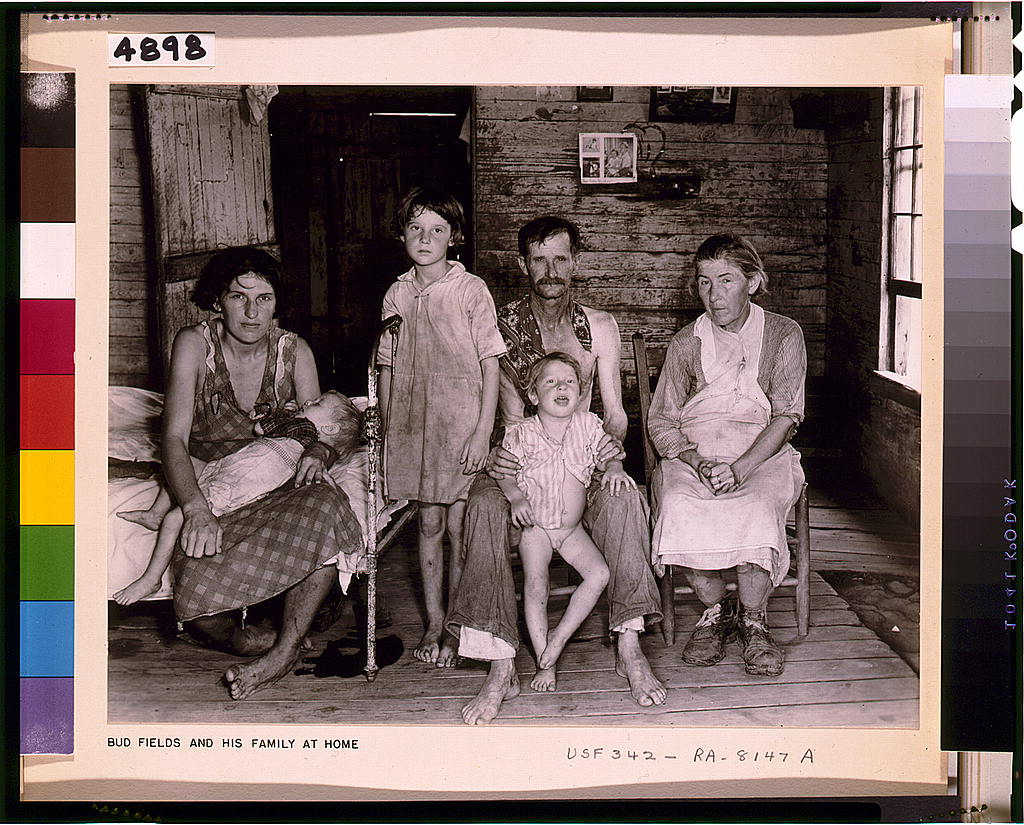Bud Fields and his sharecropper family at home in Alabama